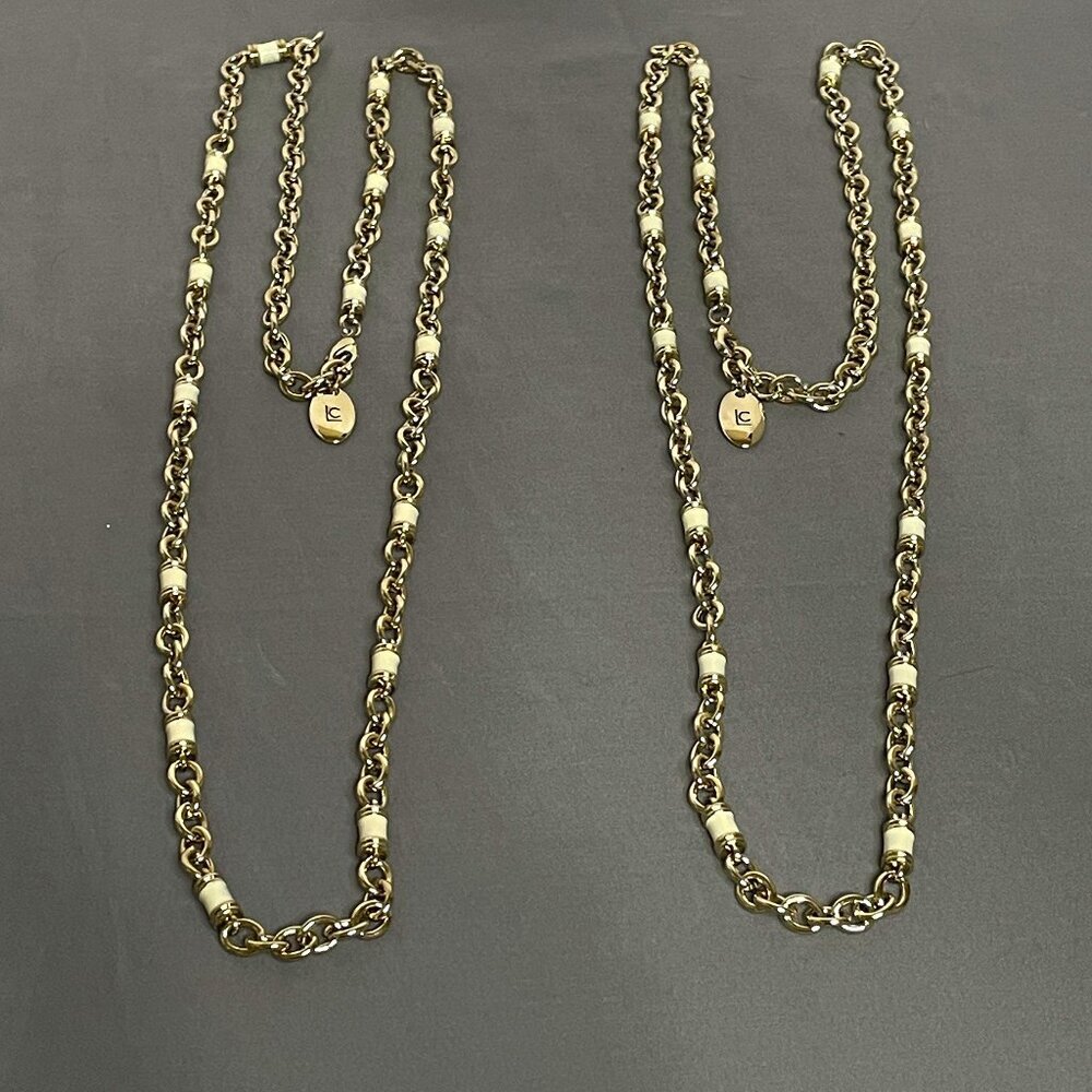 Qty 2 Liz Claiborne gold with cream accent necklaces- 22" long